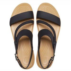 Crocs Women's Tulum Strappy Sandals Black/Tan Women’s Size 8 NEW